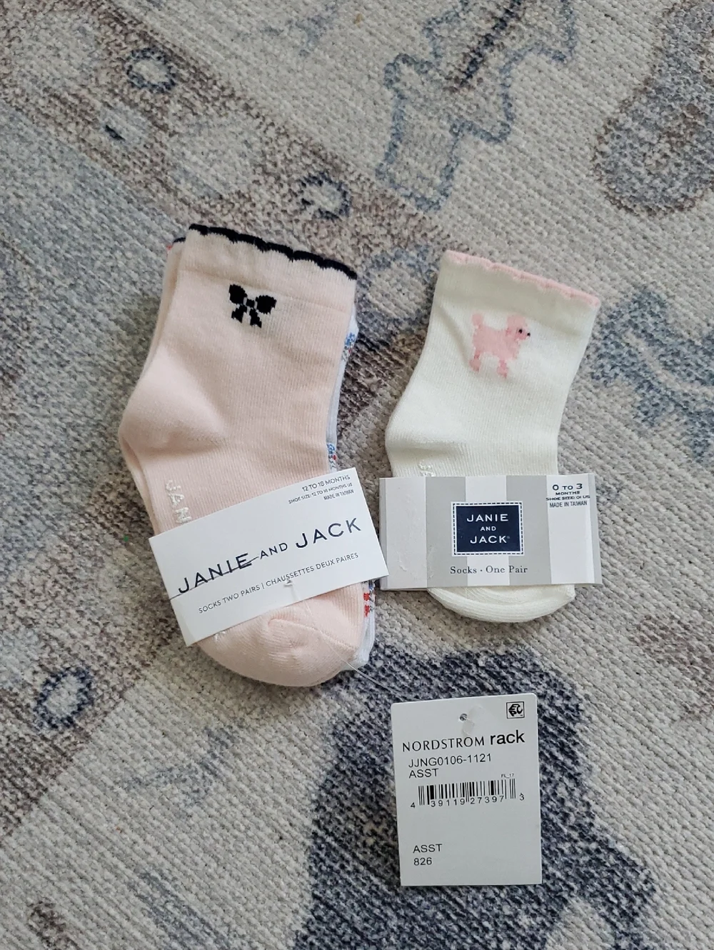NWT Janie and Jack Bundle Girls Baby Socks 3 Pairs Sz0-18m